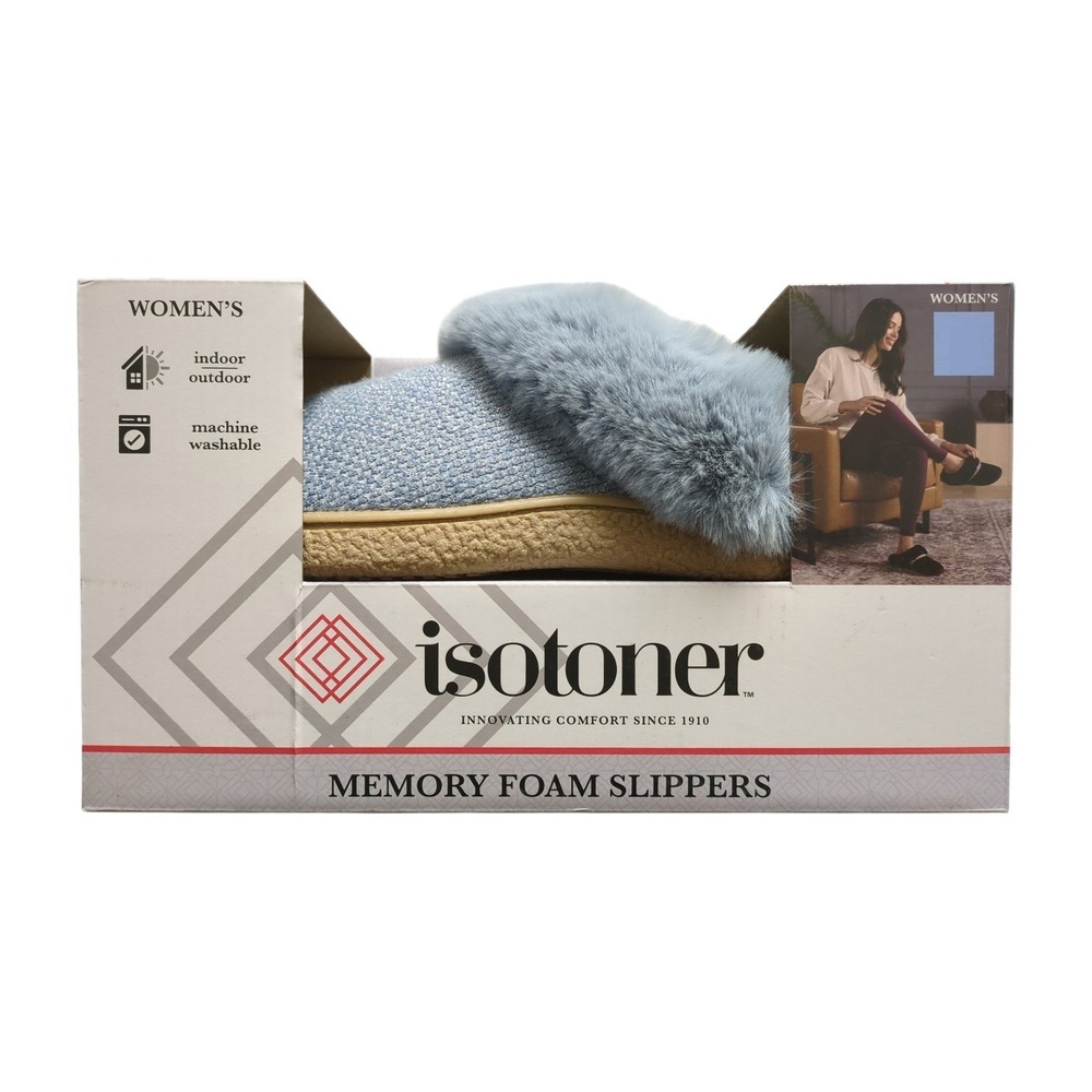 Isotoner‎ Women's Memory Foam Classic Comfort Clog Slipper Blue Willow S (6.5-7)